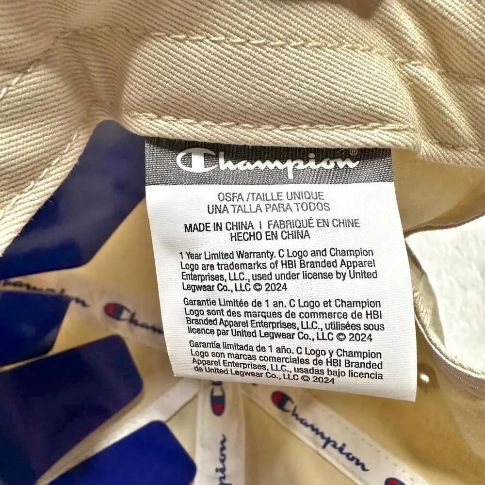 NWT Champion Logo Running Cap Hat Cream Cotton Adult OS
